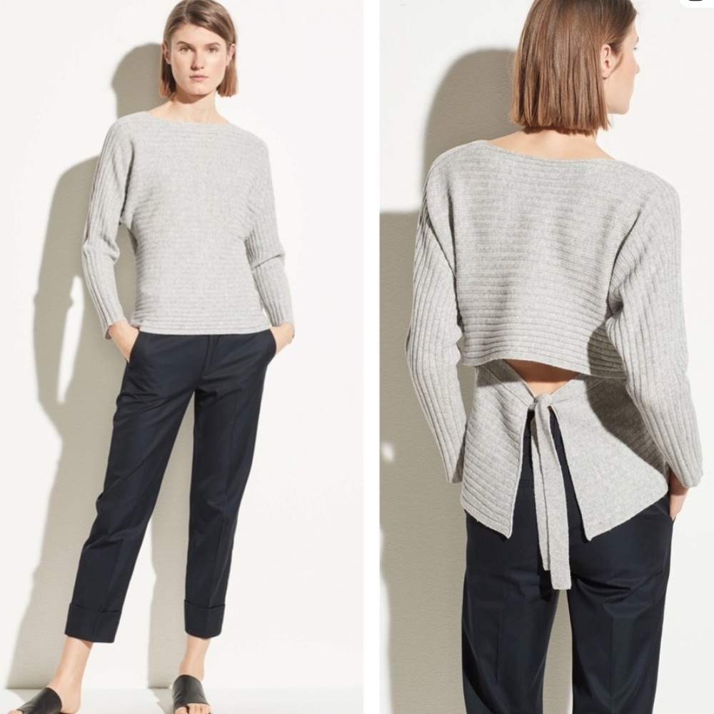 Vince Grey Tie Back Dolman Sleeve Wool & Cashmere Sweater Small